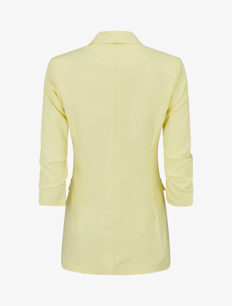 Blazer uni à manches froncées - Jaune citron - 2