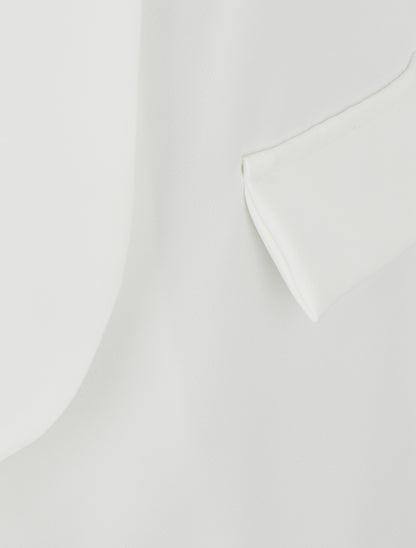 Blazer uni à manches longue - Blanc - 3