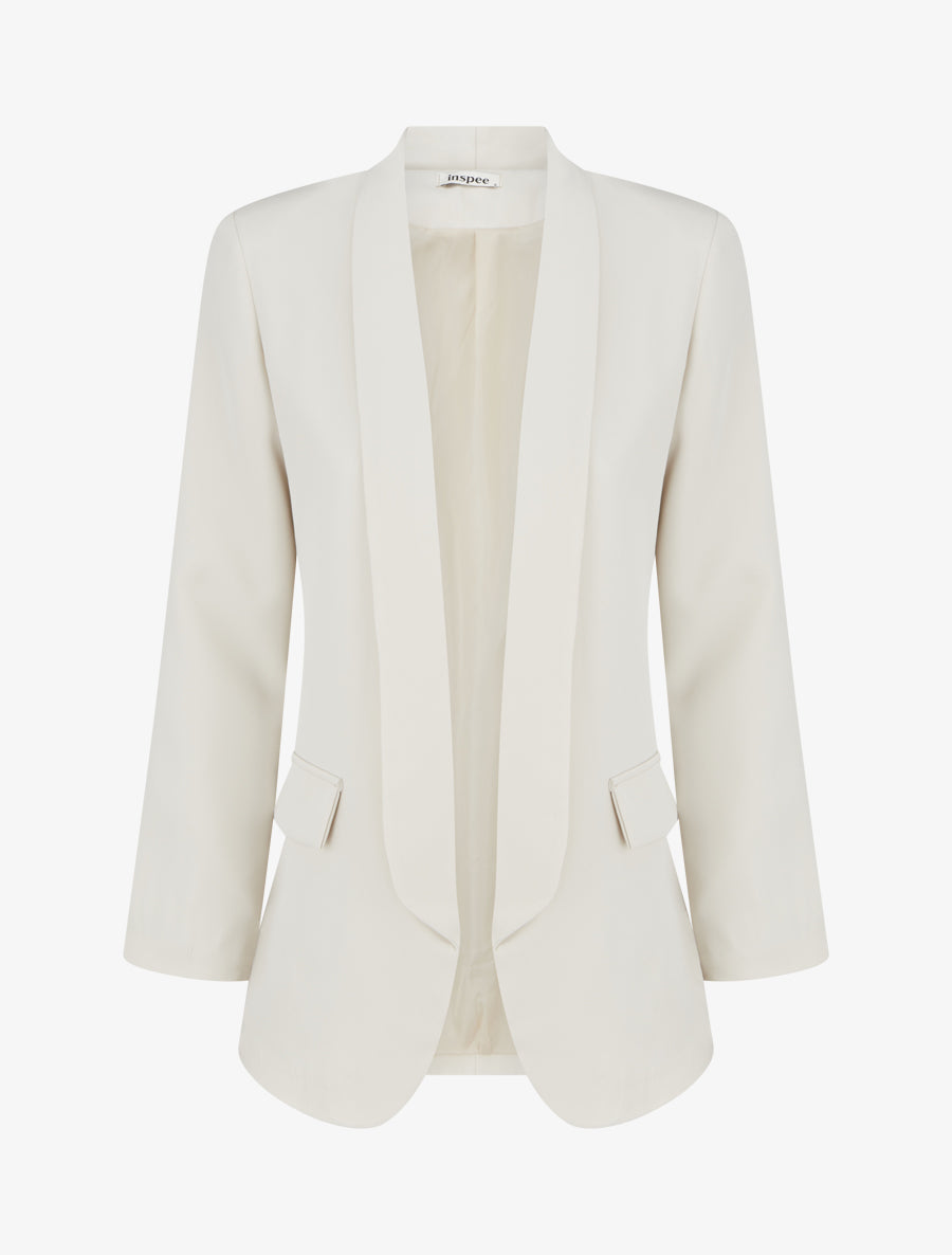 Blazer uni à manches longue - Beige - 1