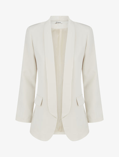 Blazer uni à manches longue - Beige - 1