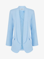 Blazer uni à manches longue - Bleu ciel - 1