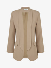 Blazer uni à manches longue - Taupe - 1