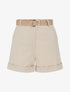Short uni à ourlet et ceinturé - Beige - 1