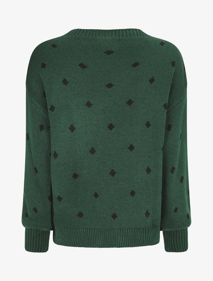 Pull en maille à pois - Vert forêt - 2
