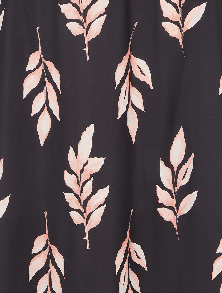 Jupe longue imprimé feuilles - Noir - 3