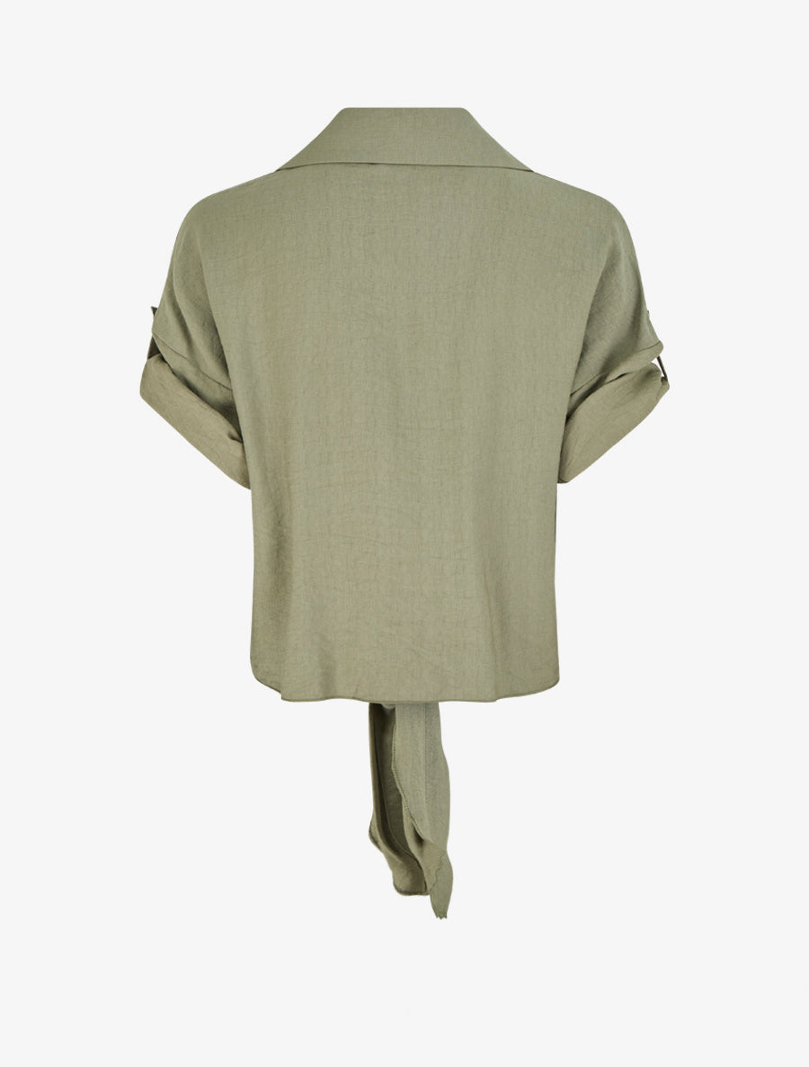Chemise à nouer ample à manches courtes - Kaki - 2