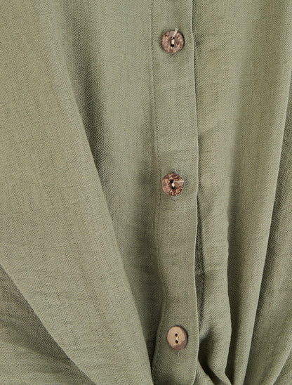 Chemise à nouer ample à manches courtes - Kaki - 3