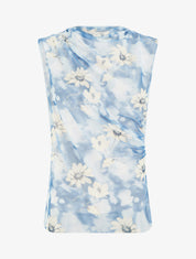 Top sans manches en tulle à fleurs - Bleu - 1