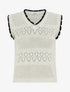 Pull sans manches à col contrastant - Blanc - 1