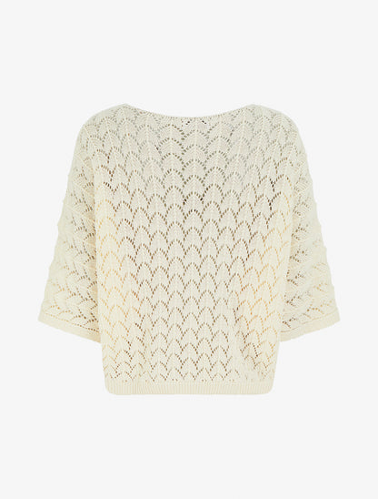 Pull ajouré manches courtes - Beige clair - 2