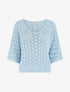 Pull ajouré manches courtes - Bleu ciel - 1