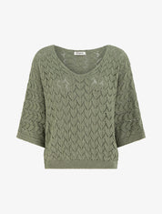 Pull ajouré manches courtes - Kaki - 1