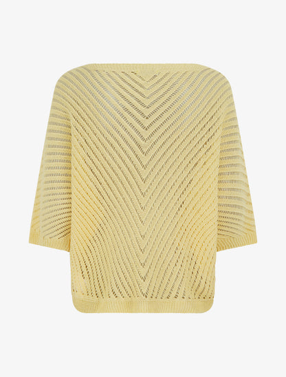 Pull ajouré à manches courtes chauve-souris - Jaune - 2