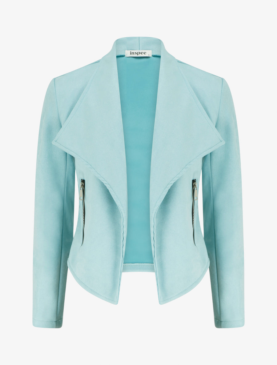 Veste en suédine à poches décoratives zippées - Vert d&