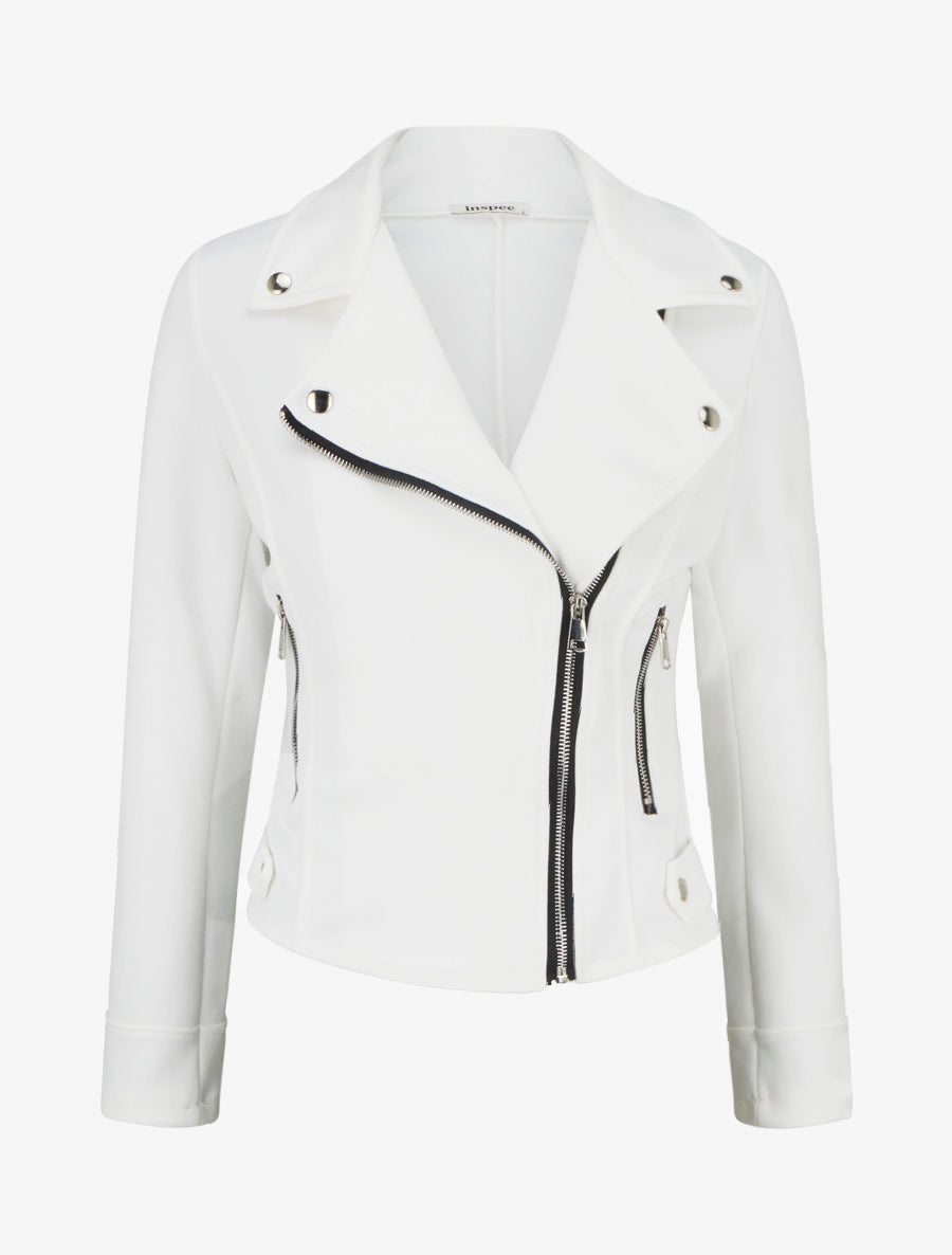 Veste en suédine style perfecto - Blanc - 1