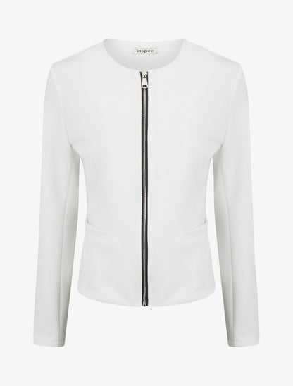 Veste en suédine zippée - Blanc - 1