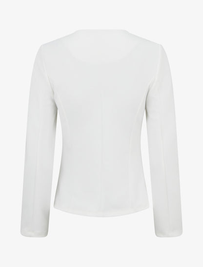 Veste en suédine à poches décoratives zippées - Blanc - 2