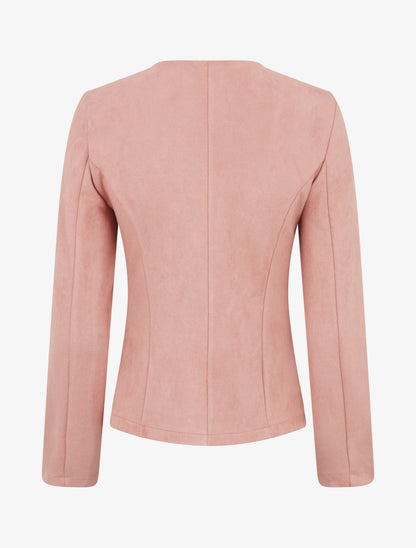 Veste en suédine à poches décoratives zippées - Vieux rose - 2