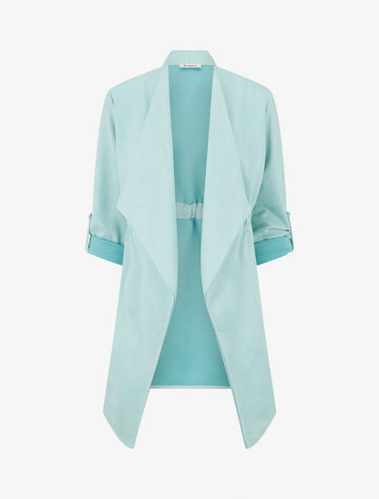 Veste mi-longue en suédine - Bleu clair - 1