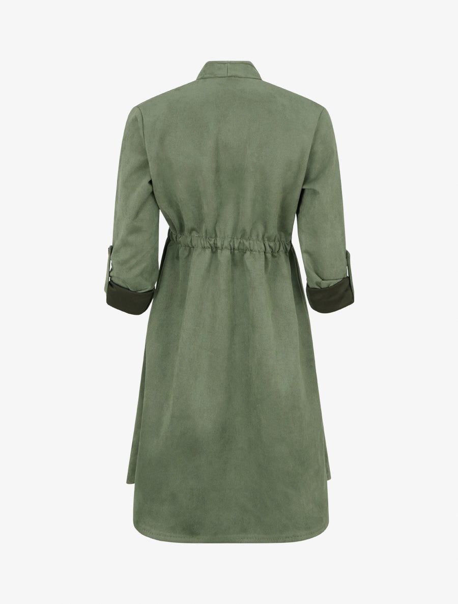 Veste mi-longue en suédine - Kaki - 2