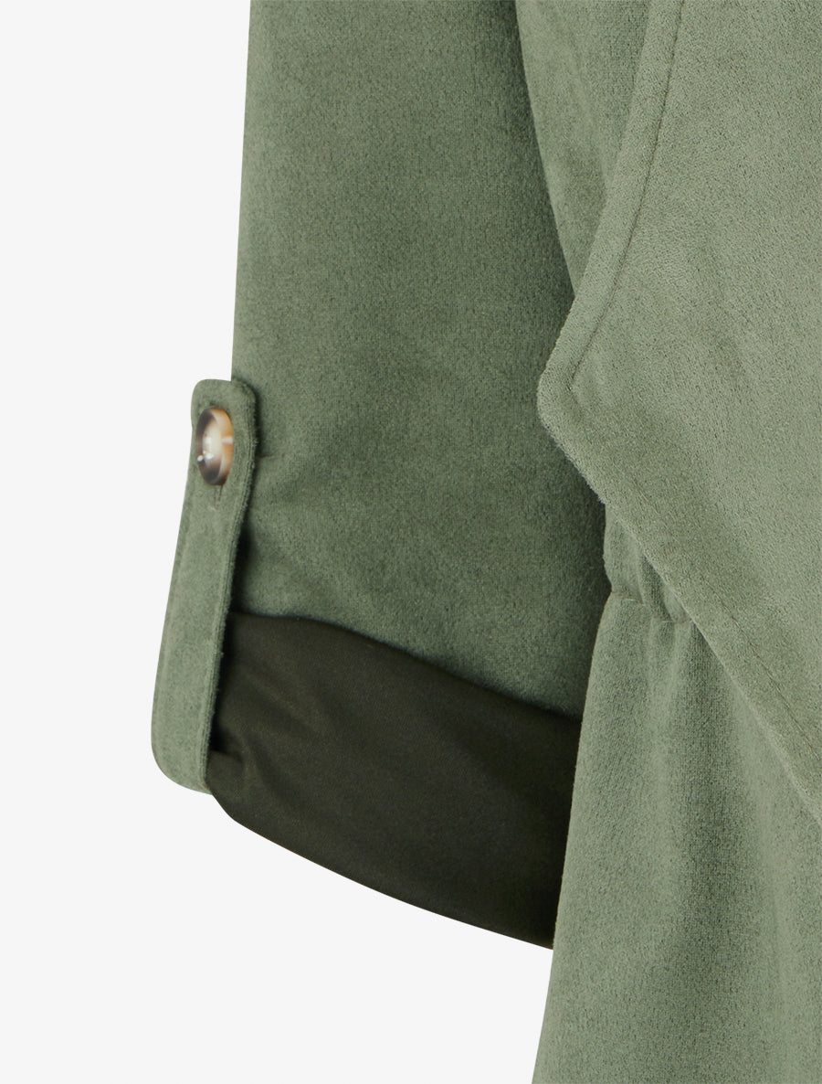 Veste mi-longue en suédine - Kaki - 3