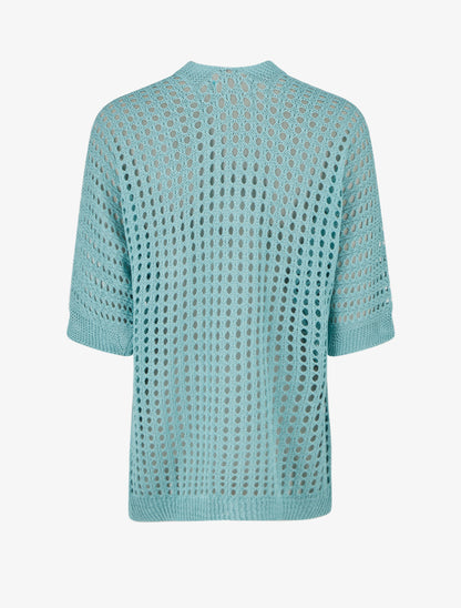 Gilet ouvert ajouré - Turquoise - 2