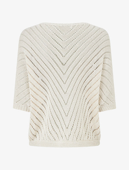 Leichter Strickpullover mit V-Ausschnitt - Beige