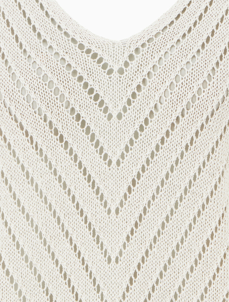 Leichter Strickpullover mit V-Ausschnitt - Beige
