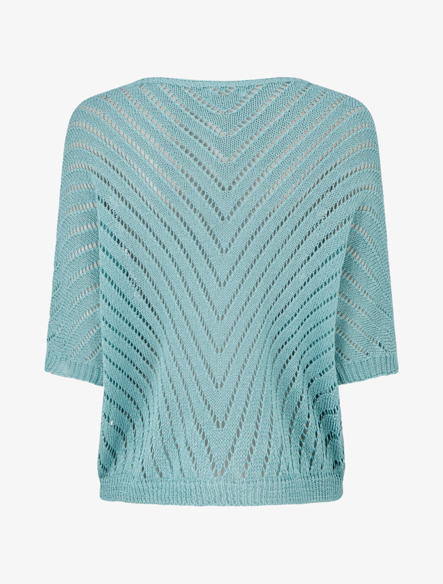 Pull en maille légère à col V - Turquoise - 2