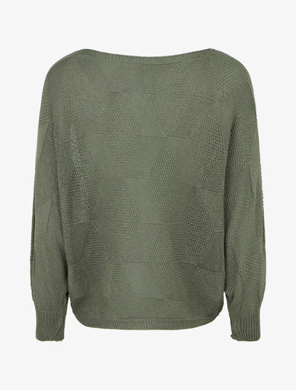 Pull ample à motif losange - Kaki - 2
