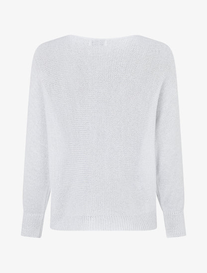 Pull irisé à manches chauve-souris - Blanc - 2