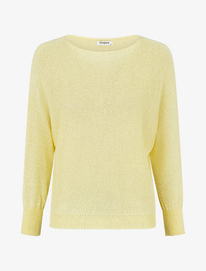 Pull irisé à manches chauve-souris - Jaune - 1