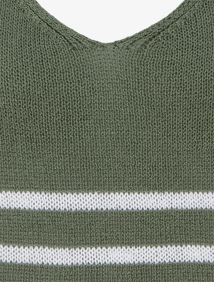 Débardeur en maille à rayures - Kaki - 3