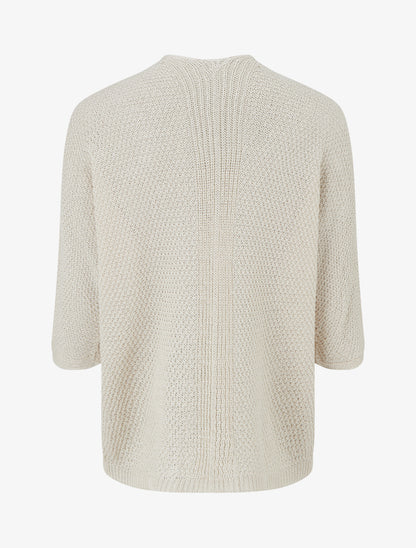 Gilet droit ouvert en maille - Beige - 2