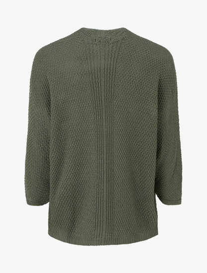 Gilet droit ouvert en maille - Kaki - 2