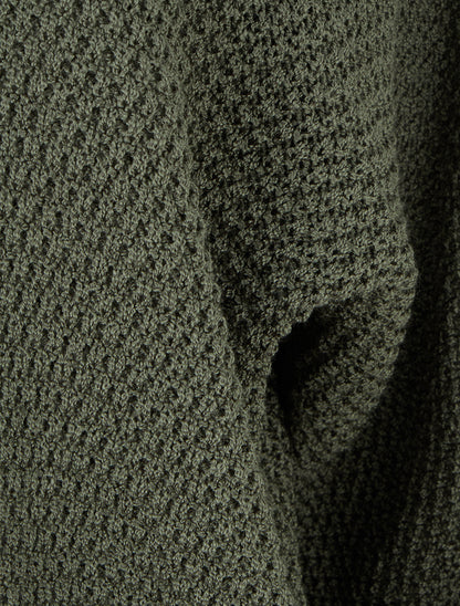 Gilet droit ouvert en maille - Kaki - 3