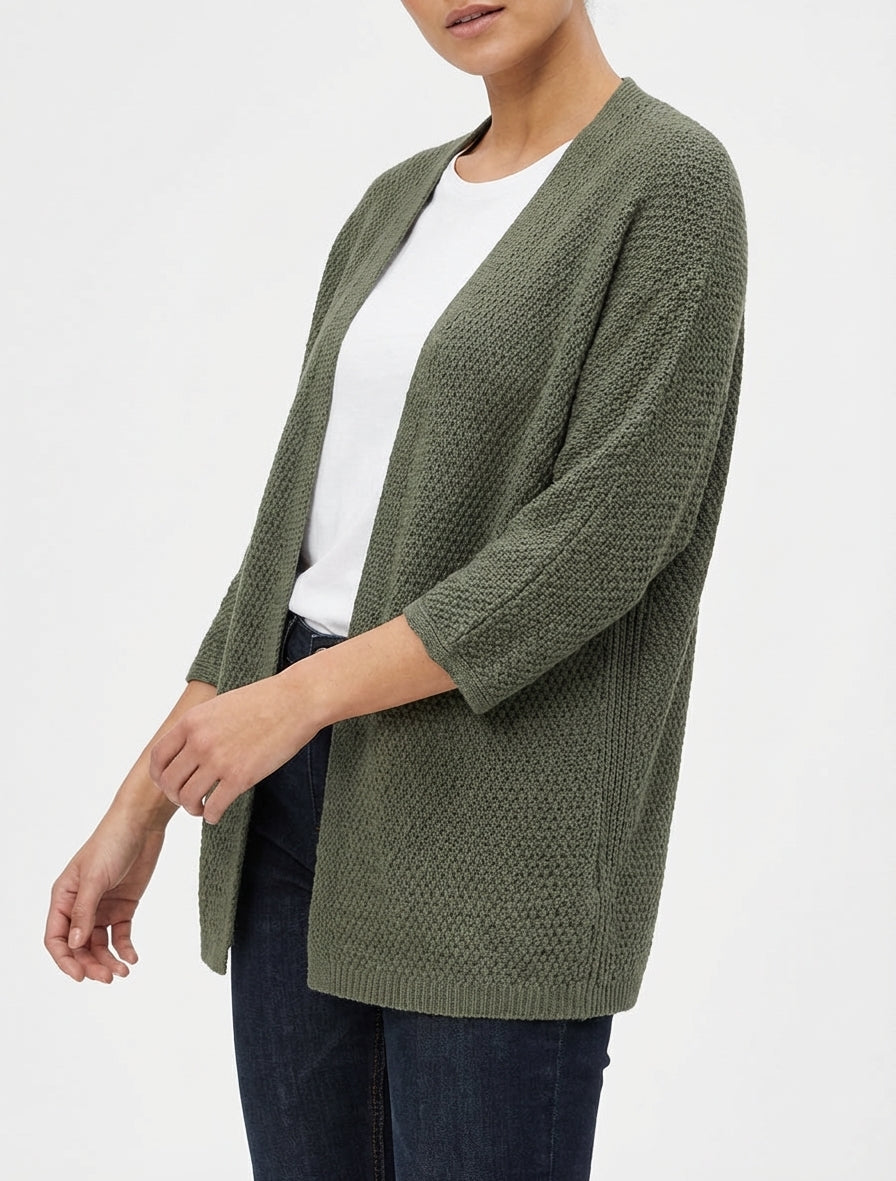 Offene Strickweste - Kaki