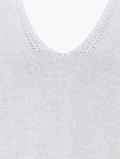 Top droit en maille à manches courtes - Blanc - 3