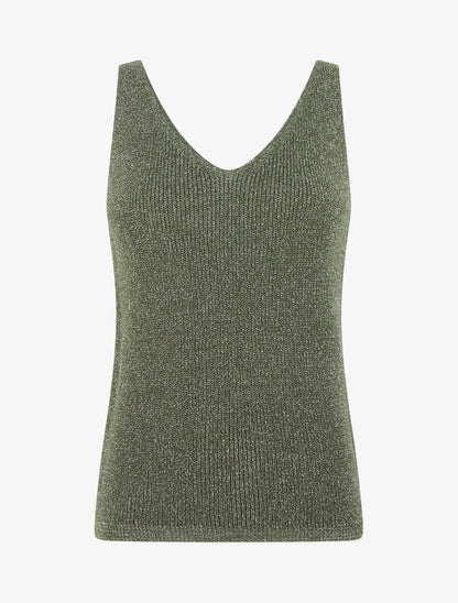 Top uni irisé en maille - Kaki - 1