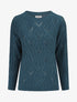 Pull ajouré en maille fantaisie - Bleu pétrole - 1