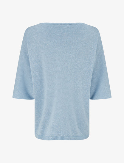 Pull fin irisé à manches 3/4 - Bleu ciel - 2