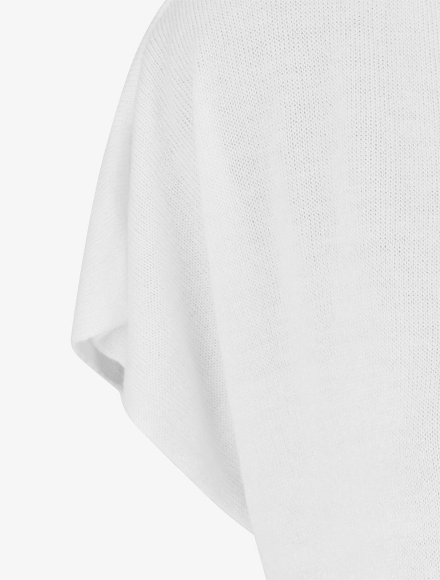 Pull fin uni en maille - Blanc - 3