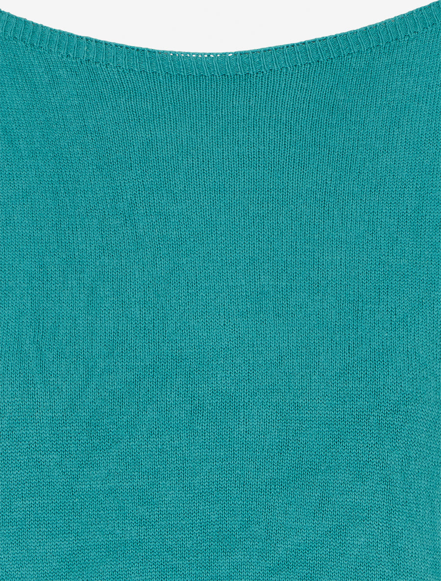 Pull fin uni en maille - Turquoise - 3