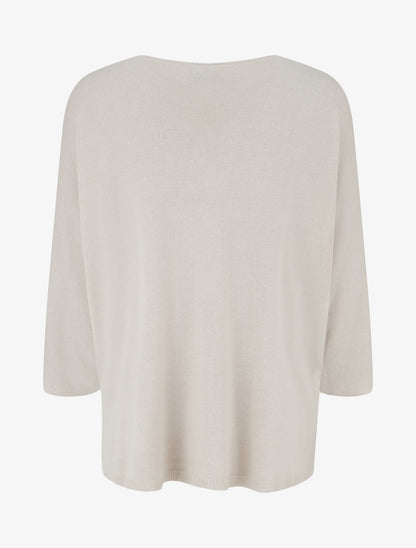 Pull fin uni à lignes ajourées - Beige - 2