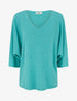 Pull fin irisé à manches 3/4 - Vert d&
