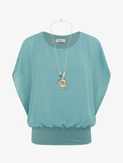 Top boule uni à manches courtes - Vert d&