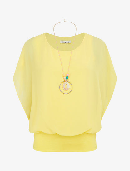 Top boule uni à manches courtes - Jaune - 1