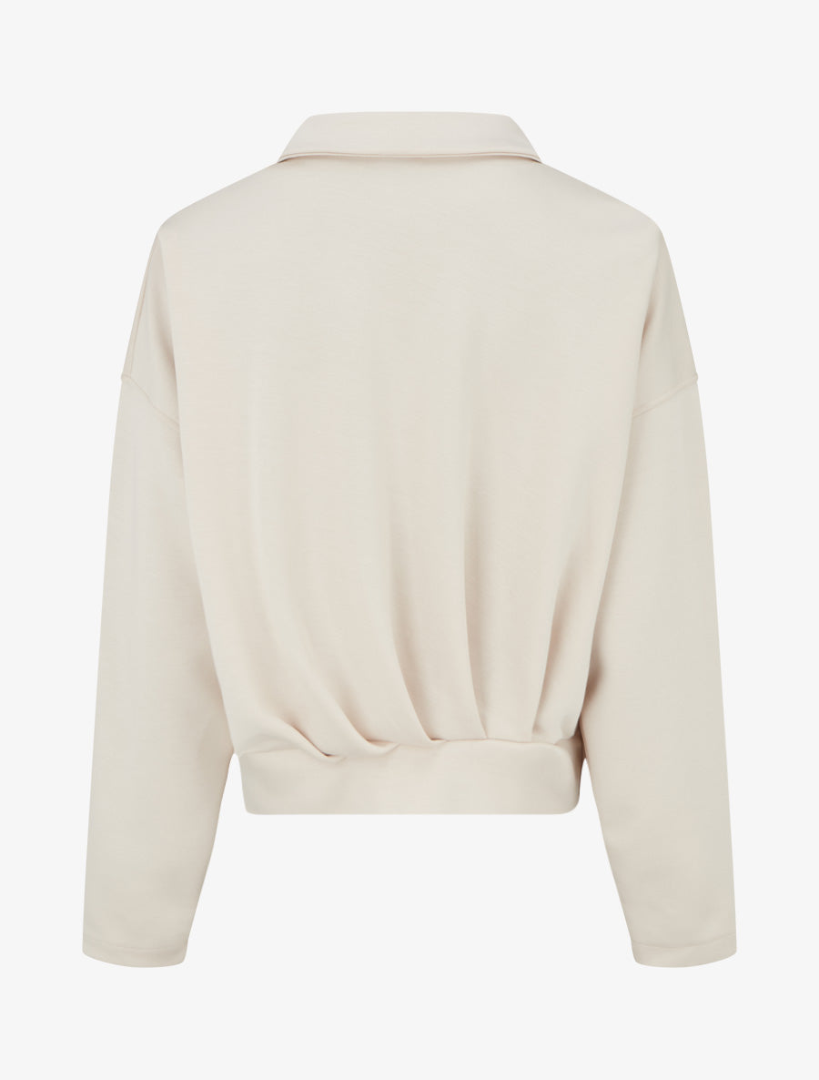 Veste coupe boule zippée effet froncé - Beige - 2