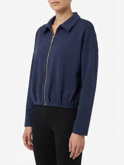 Reißverschluss-Kugeljacke mit Raffungseffekt - Marine