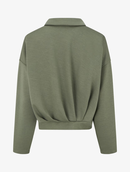 Veste coupe boule zippée effet froncé - Kaki - 2